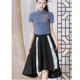 Load image into Gallery viewer, [Kyodo series]★China style skirt★Bottoms Letter pattern switching High waist Black Black S M L XL
