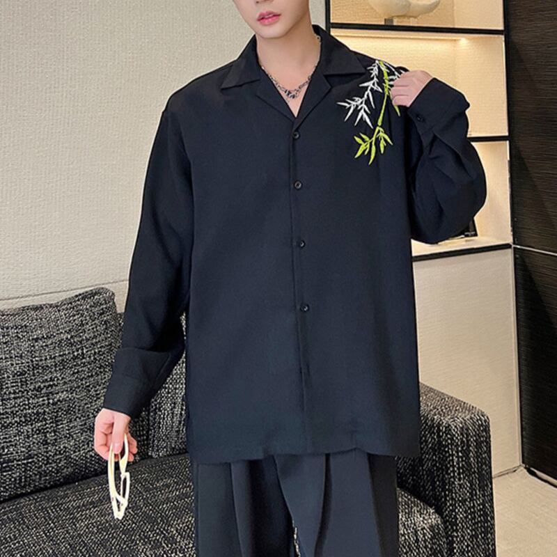 [ZHUIYI Series] ★China Style Shirt★ 2color Tops Unisex Men's Bamboo Long Sleeve Shirt Black White