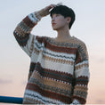 Load image into Gallery viewer, [Pvpvpv Series]★Sweater★ 2color Tops Christmas Unisex Men's Vertical Striped Striped Pattern Gray Brown
