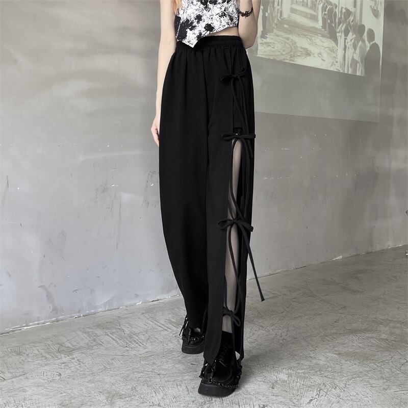 [Miyakoya Series]★Casual Pants★ Trousers Bottoms Cool Summer Fashion Black Black Sexy