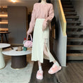 Load image into Gallery viewer, [Italy series]★China style skirt★ 4color knit skirt bottoms slit slimming beige black gray light brown
