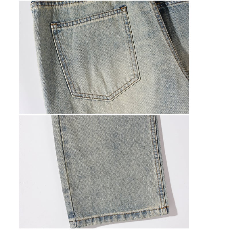 [BIGEMAN Series]★Denim Pants★ Retro Bottoms Trousers Unisex Men's Large Size Slimming