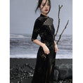 Load image into Gallery viewer, [Daiseiryusu Series] ★China-style dress★ Improved cheongsam dress, velvet, switching slit, black
