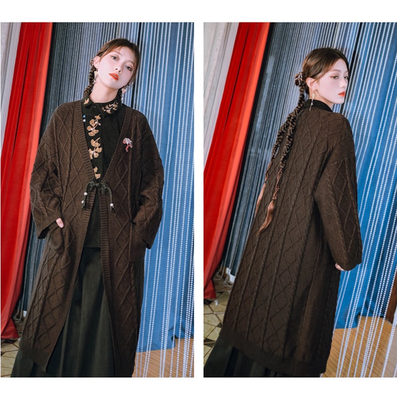 [Kokaishan --- Wakagi Gin Series] ★China style coat★ Cardigan long length knit outerwear