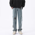 Load image into Gallery viewer, [TUNXI series] ★Denim pants★ 2color bottoms, unisex, men's, star, casual, slimming, large size
