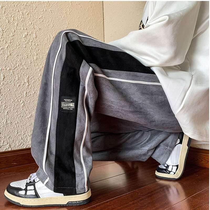 [Leonbinno Series]★Fleece-lined pants★Casual pants 2color Unisex Men's Large size Black Gray