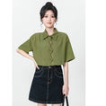 Load image into Gallery viewer, [WEIWU Series]★Shirt★ Tops Designed Women's Short Sleeve Fashion SML Green Green
