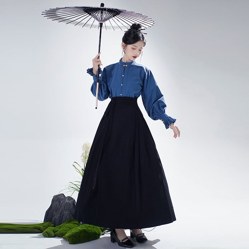 [WUJIA Series] ★Chinese style skirt★ Maki skirt Hanfu skirt Bottoms Black Black