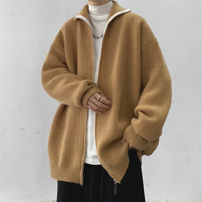 [Emeisa Series]★Sweater★ 4color Knit Tops Outerwear Cardigan Unisex Men's Solid Color Easy to Match