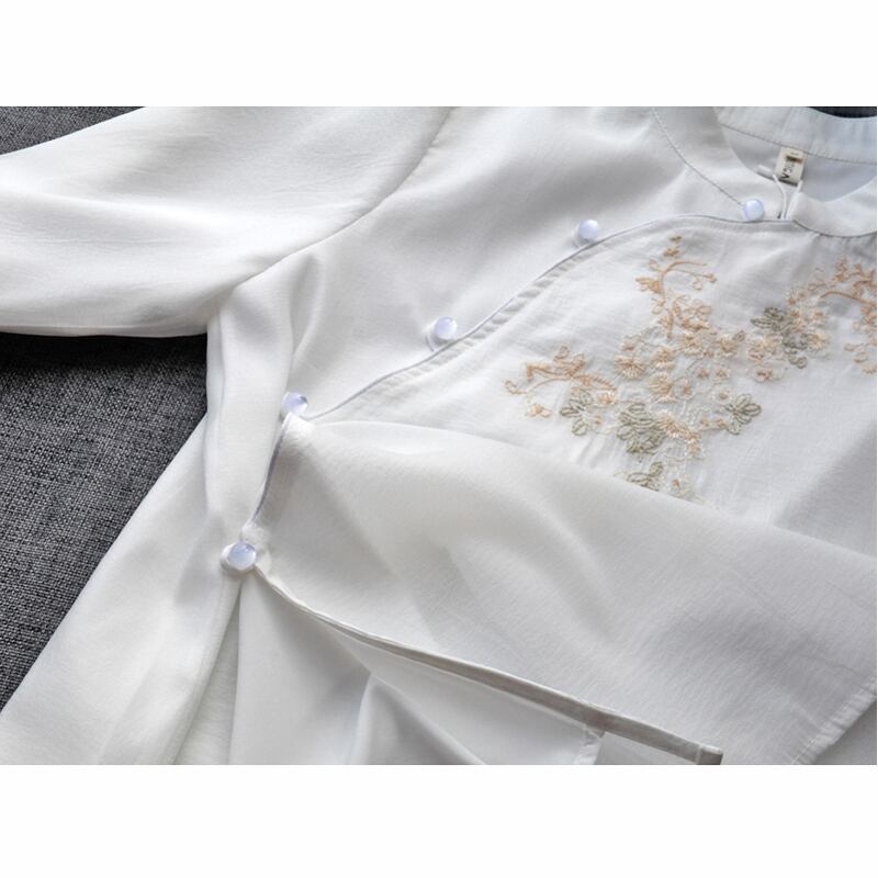 [Qing Series] ★Chinese style tops★ Embroidery 4color Summer clothes Shirt Chinese clothes Improved Tang clothing Improves temperament Cute