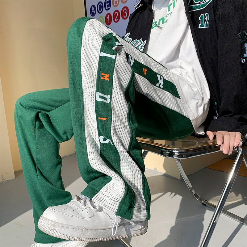 [Ushiomiomi series] ★Casual pants★ 3color pants bottoms sports style color scheme green black white