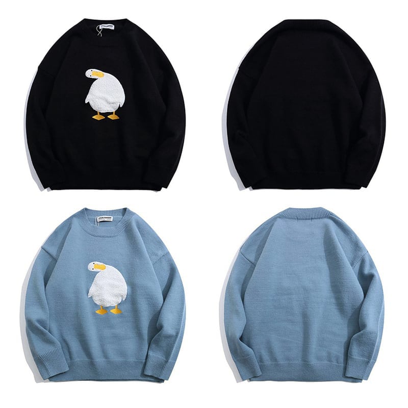 [Satoru Series]★Sweater★ 4color Unisex Men's Animal Pattern Cartoon Black White Blue Pink