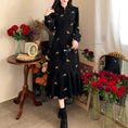 Load image into Gallery viewer, [JIGUJIGU series]★China style dress★ Large size corduroy floral pattern slimming slim black black
