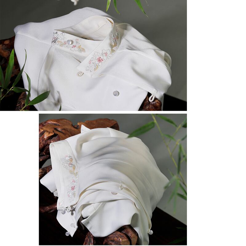 [Qingshui Kei --- Rika Ting Series]★China-style shirt★China-style tops China clothes SML XL White Literary style