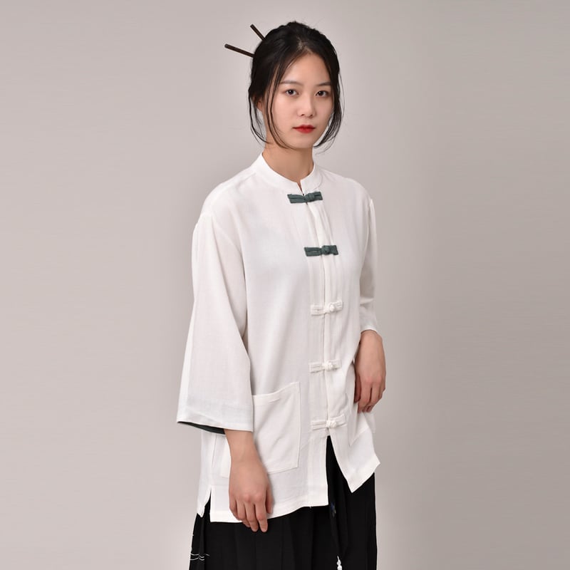 [HANZHU Series]★China style shirt★ Tops 3color Unisex Men's Large Size Black White Blue