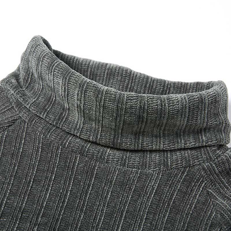 Autumn/Winter Tops Women's Fashion Solid Color Excellent Slimming Effect Striped Pattern High Neck Gray Black White