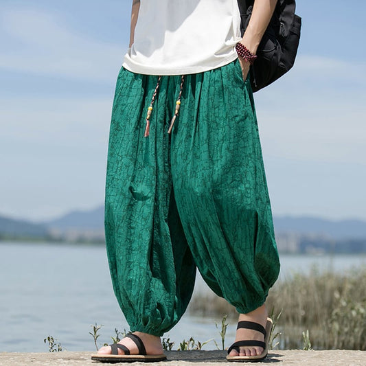 [YISHUO Series] ★Pants★ 3color Tops Unisex Men's Large Size Nine-quarter length Black Green Gray