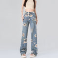 Load image into Gallery viewer, [XURU series] ★Denim pants★ Bottoms Trousers Floral pattern slimming ladies Blue Blue XS S M L XL
