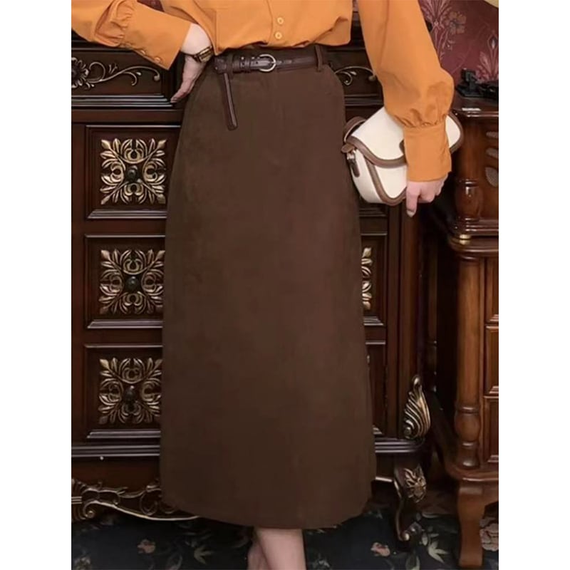 [Misslin Fashion Series]★Setup Single Order★ Shirt or Skirt Orange Dark Coffee Color Commuting OL