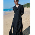 Load image into Gallery viewer, [Da Qinglong Shu Series] ★Chinese style dress★ Chinese clothing original black black slimming slit sexy
