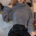 Load image into Gallery viewer, Autumn/Winter Tops Women's Fashion Solid Color Excellent Slimming Effect Striped Pattern High Neck Gray Black White
