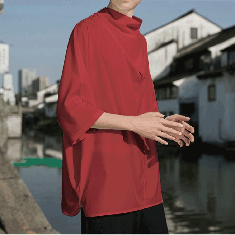 [YISHUO Series]★Chinese style T-shirt★ 4color Unisex Men's Large Size Plain Chinese Clothes Black White Red