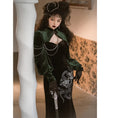 Load image into Gallery viewer, [Kinshu series] ★China style dress★ Cheongsam dress sexy velvet black green
