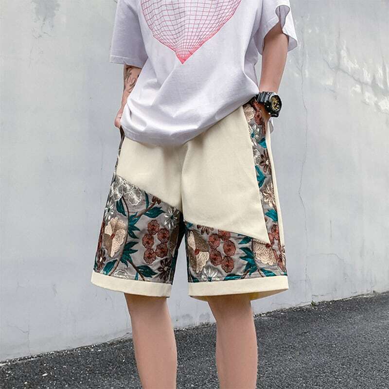 [V37 Series]★Shorts★ 2color Shorts Summer Clothes Embroidery Floral Pattern Unisex Large Size Casual