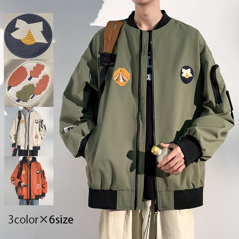 [GUMALA Series]★Jacket★ 3color Outerwear Stadium Jacket Embroidery Unisex Men's Cool