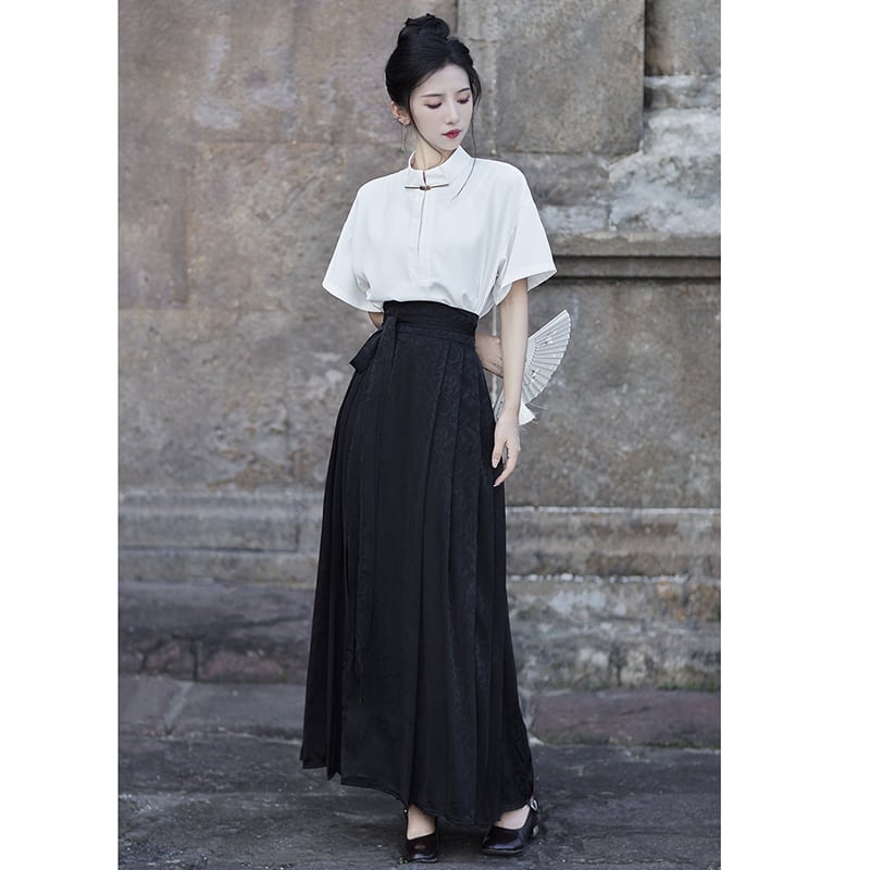 [BAIRIMENG Series]★China style skirt★Bottoms Window skirt Chinese elements Chinese clothing Black Black Long length