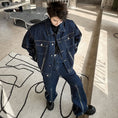 Load image into Gallery viewer, [Illustrated series]★Setup★ Jacket + pants 2-piece set Unisex Men's Denim Cool Blue Blue
