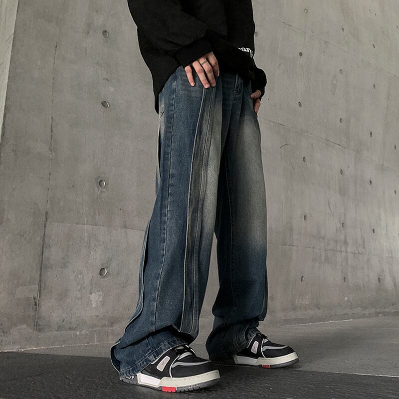 [NANSHI Series]★Denim pants★ 2color bottoms pants unisex men's simple easy to match black blue