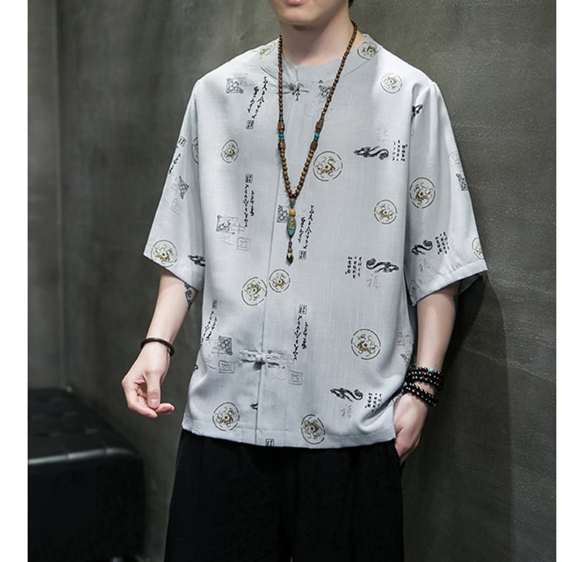 [Nishiki Tang Cloth Series] ★China style shirt★ 3color tops, unisex, men's, large size, text pattern, cool