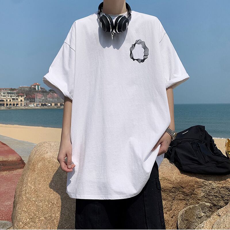 [Illustrated series] ★Short sleeve T-shirt★ 2color retro style tops T-shirt unisex men's black white