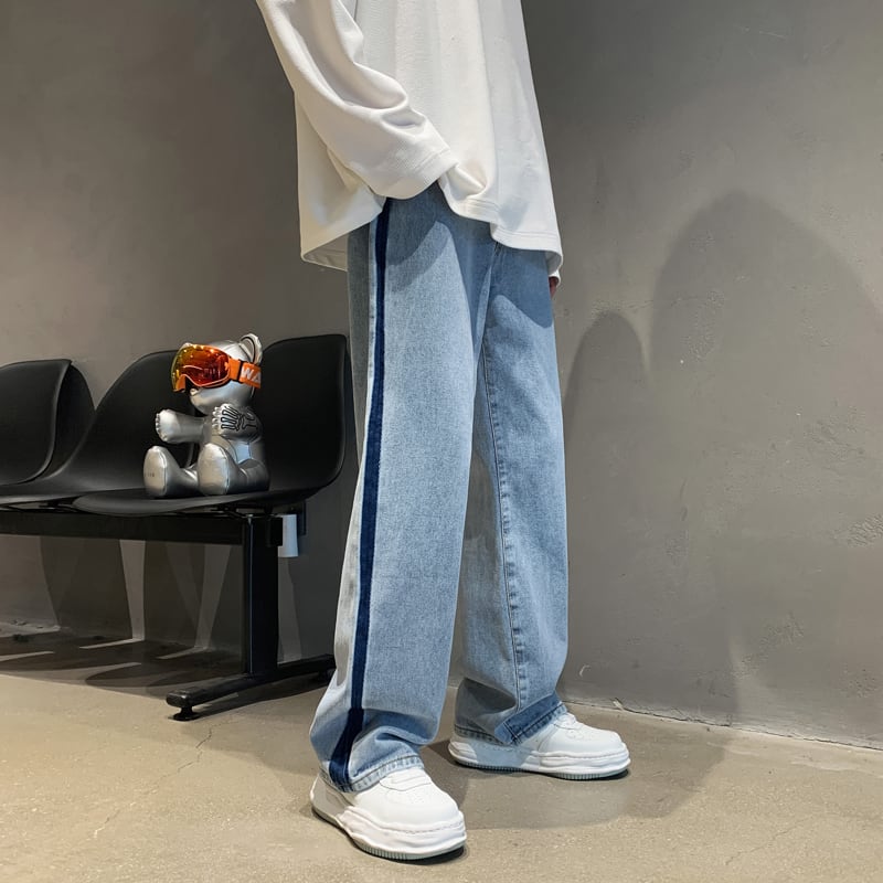 [V37 Series]★Denim Pants★ 2color Bottoms Unisex Men's Trousers Casual Simple Easy to Match