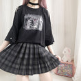 Load image into Gallery viewer, [Nekogan Series] ★T-shirt★ Cotton Tops Women's Fashion Cute 3/4 Sleeve Black Black
