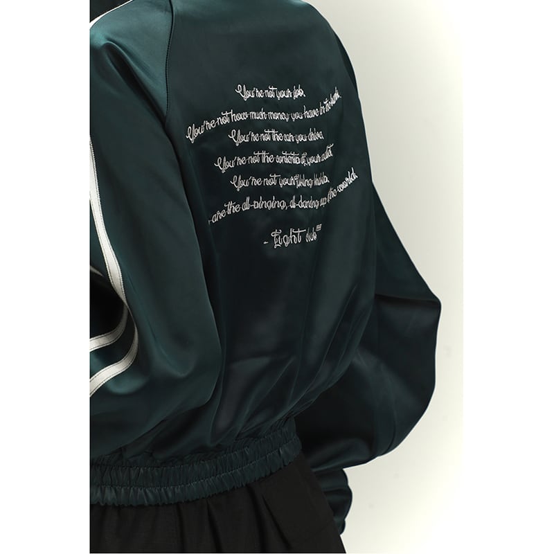 [LadyGhost Series] ★Outer★ Jacket Short Length Stadium Jumper Retro Green Green Easy to match