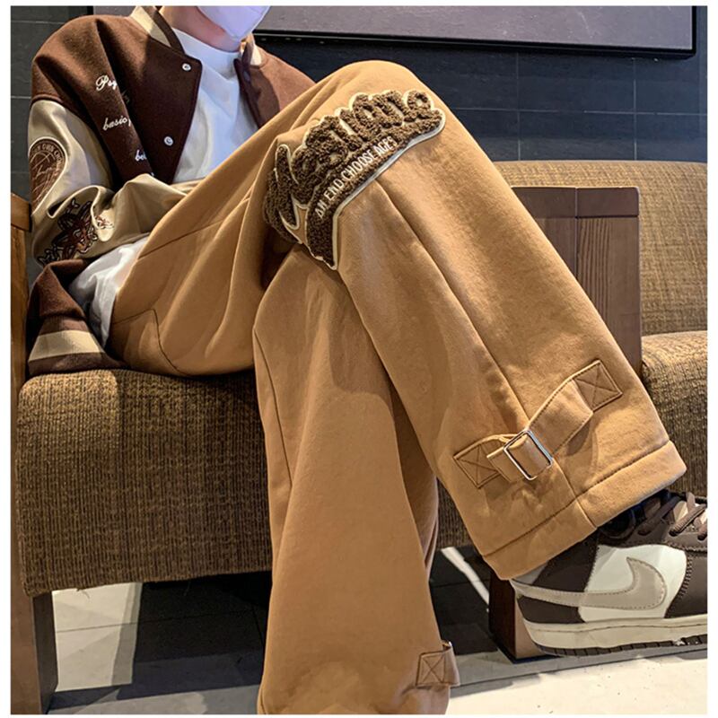 [BIGEMAN Series]★Pants★ 2color Casual Pants Bottoms Brushed Lining Unisex Men's Large Size Brown Black