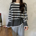 Load image into Gallery viewer, [Insufficient Moe Series] ★Tops★ 4color Flare Sleeve Women's Stylish Horizontal Striped Pattern Easy to Match
