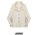 Load image into Gallery viewer, [ANNXstudio series] ★Embroidered shirt★ Long sleeve shirt, tops, flower embroidery, improves temperament, commuting, dating, retro
