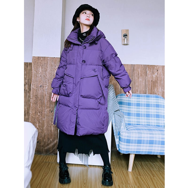 [Kokaisha --- Fine Rakuten Series] ★Down Coat★ 2color 90% Down Winter Coat Warm Purple Black