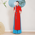 Load image into Gallery viewer, [Yuken Yumori Series] ★Chinese style dress★ Ao dai dress + trousers 2-piece set, long length, large size, black, red, blue
