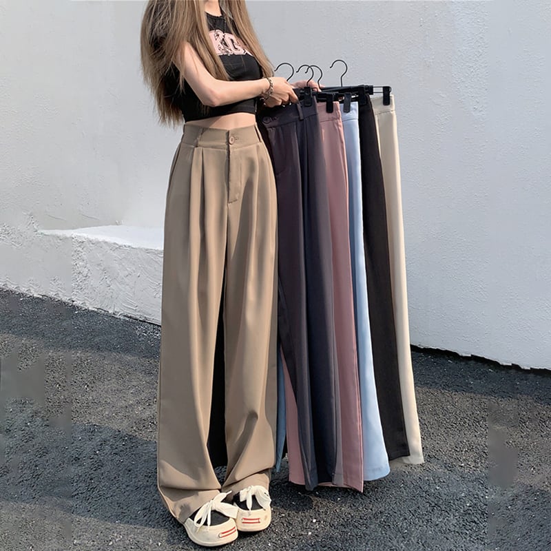 [KEKELI Series]★Casual Pants★ 6color Bottoms Slimming Plain Brown Beige Black Blue Gray Pink