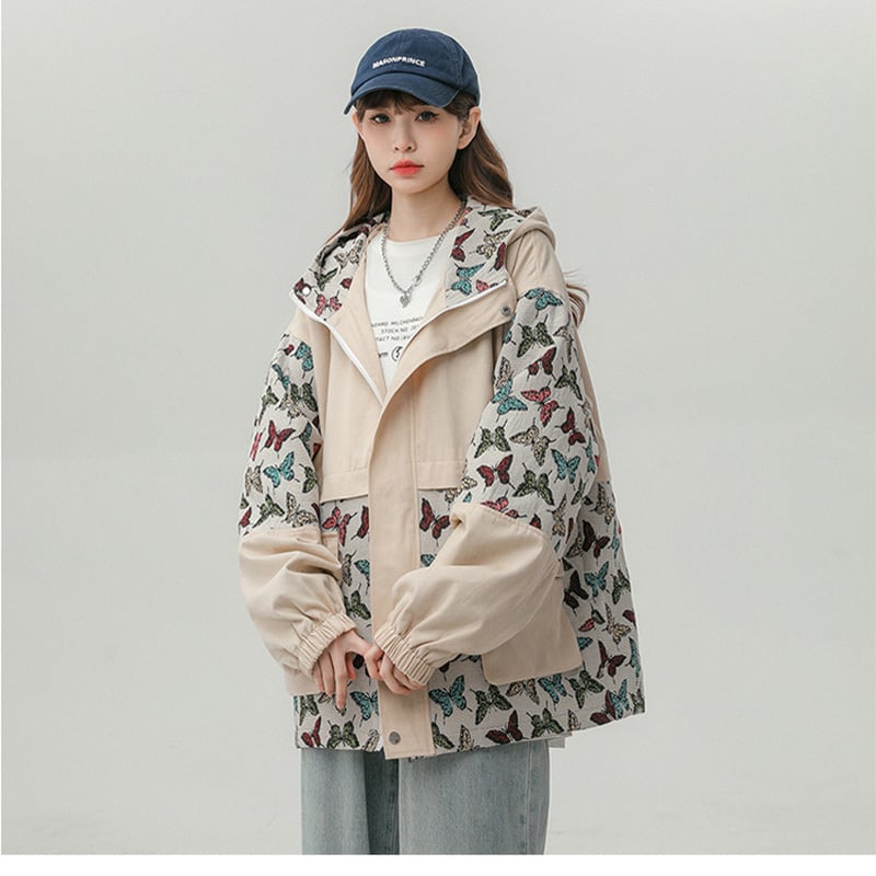 [SENSU Series]★Jacket★ Outerwear 3color Oil Painting Style Floral Pattern Unisex Men's Large Size Switchable