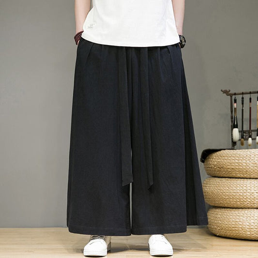 [JUNYI Series]★China Style Pants★ 3color Gaucho Pants Plain Unisex Men's Black White Large Size