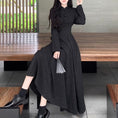 Load image into Gallery viewer, [Dong Xiaojie Series] ★China style dress★ Long length, large size, slimming, black, black
