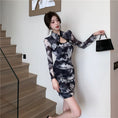 Load image into Gallery viewer, [Eighteen Impressions Series]★Cheongsam dress★ Slimming sexy SML short length retro ink pattern dress
