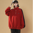 Load image into Gallery viewer, [GEBOXUAN series] ★Tops★ 3 colors Unisex Men's Large size Color scheme Wine red Navy Gray
