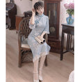 Load image into Gallery viewer, [Dust Smoke Cloud Dream --- Unlan Jade Nishiki Series]★China-style dress★Cheongsam dress, Chinese clothes, short sleeves, long length, butterfly ornament included
