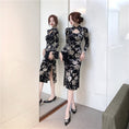 Load image into Gallery viewer, [Hundred Minute Eight Series] ★Floral pattern cheongsam★ Velvet, slimming, sexy, black, black SML, easy to match
